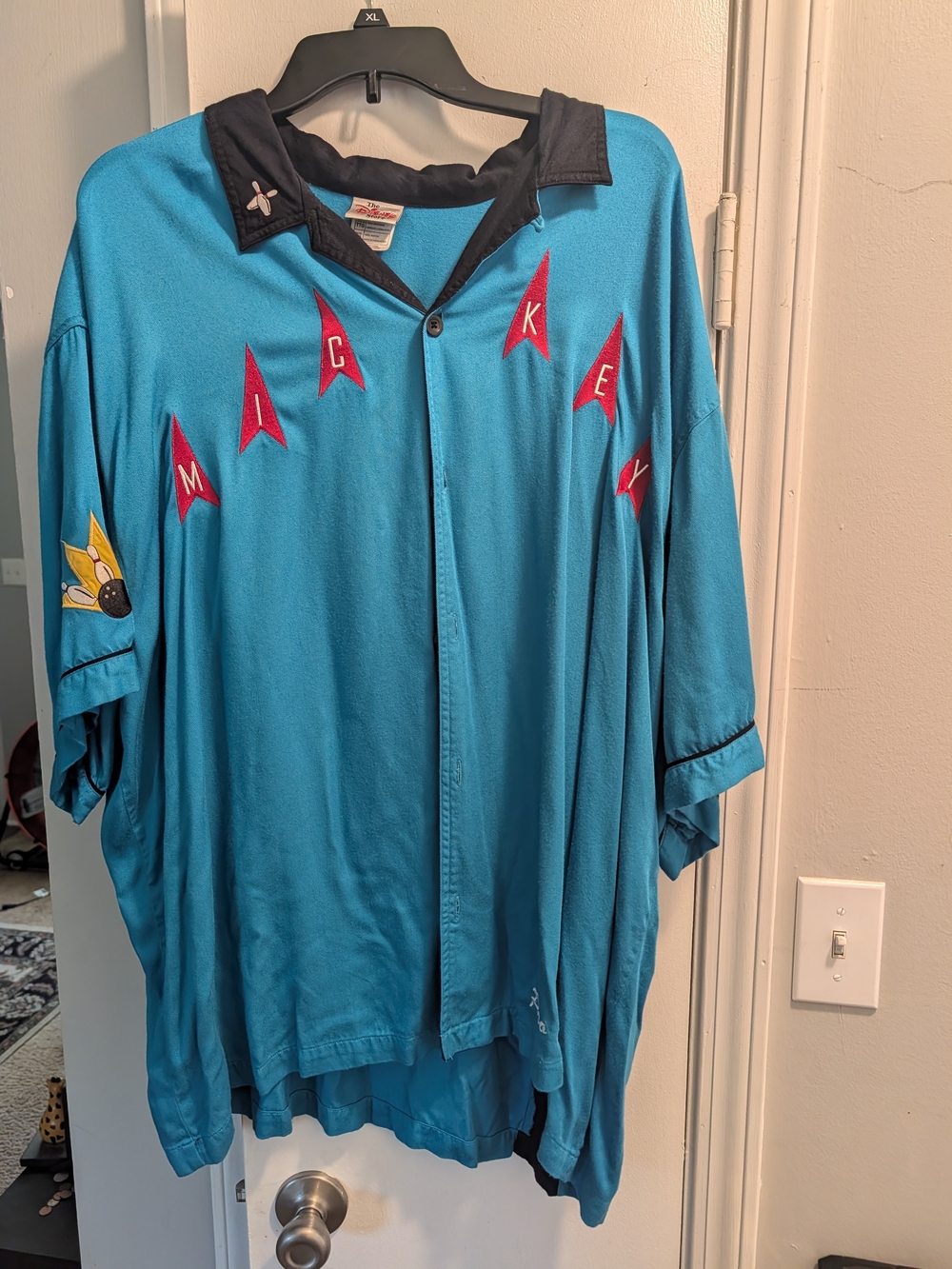 Vintage 90's Disney Store Mickey Teal Men's Bowling Button-up Shirt Size XXL